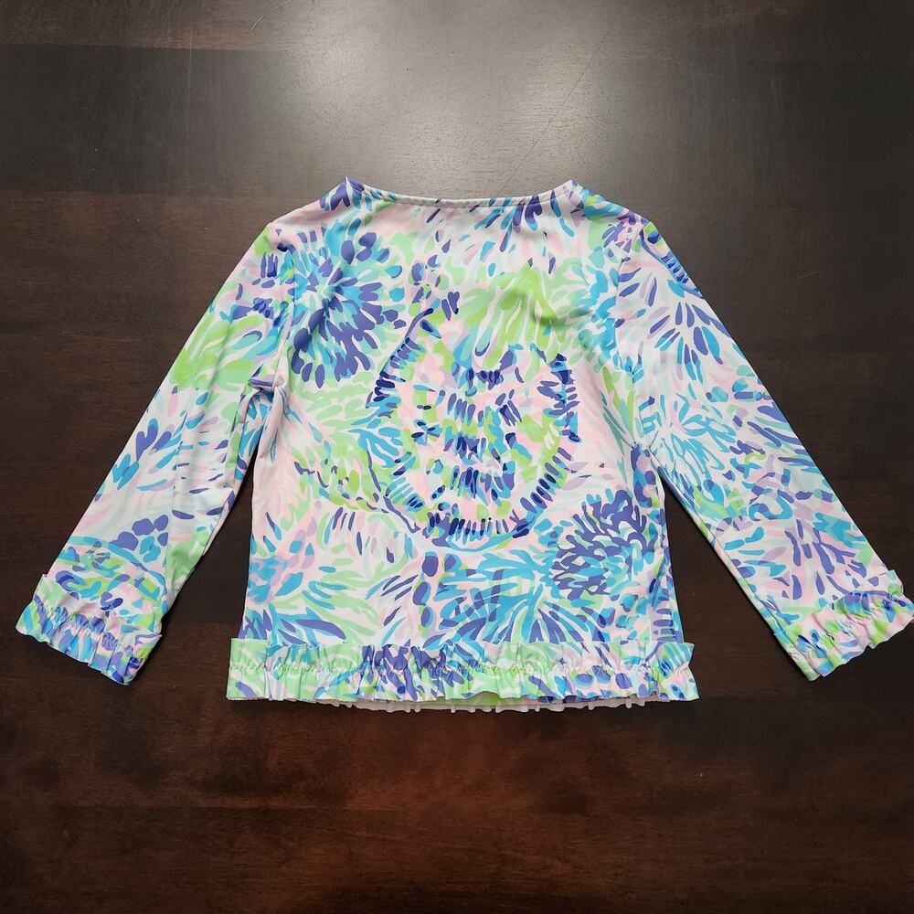 Lilly Pulitzer Girls Margo Rashguard Top Multi Shell Party - Picture 4 of 4